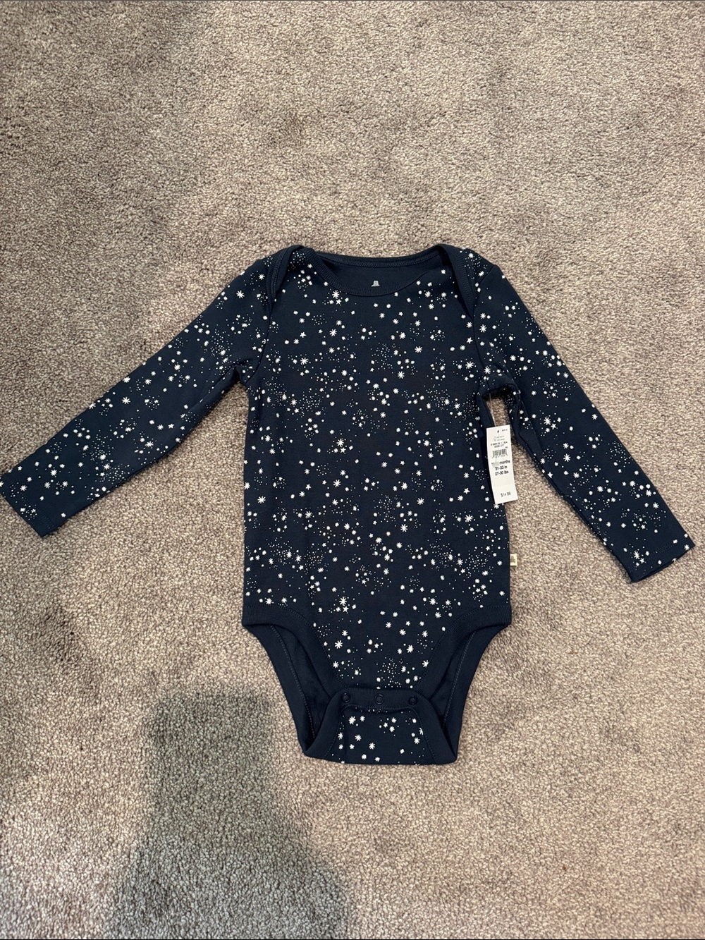 GAP Navy Blue Star Print Long-Sleeve Baby Bodysuit